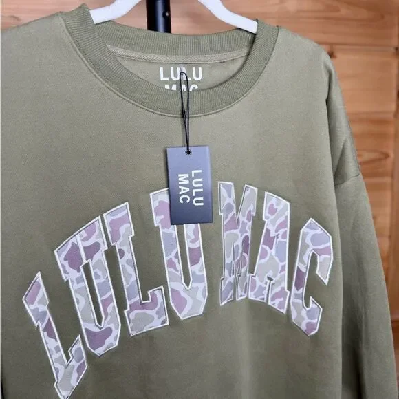 Green Camo Lulu Mac Sweatshirt NWT - Picture 3 of 4